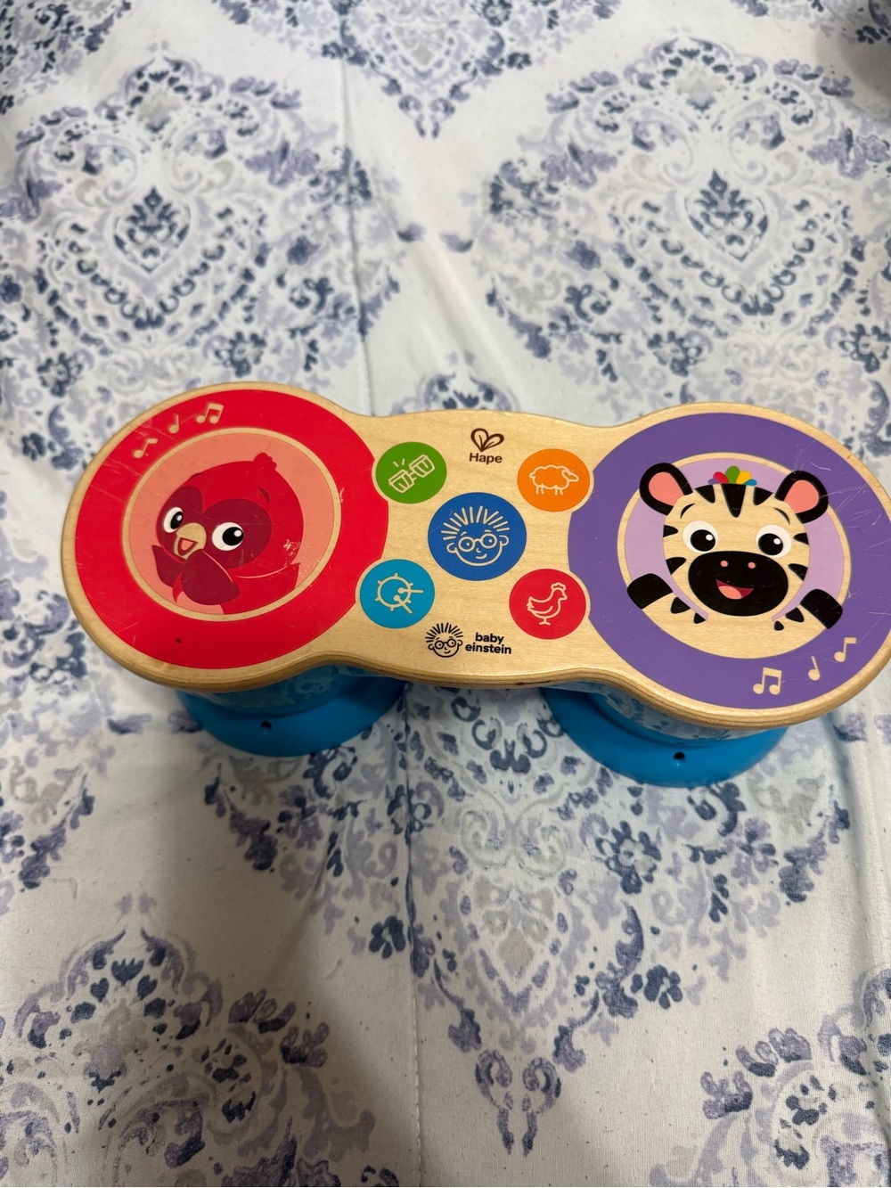 Hape x Baby Einstein Toddler Wooden Drum Toy - Red & Purple